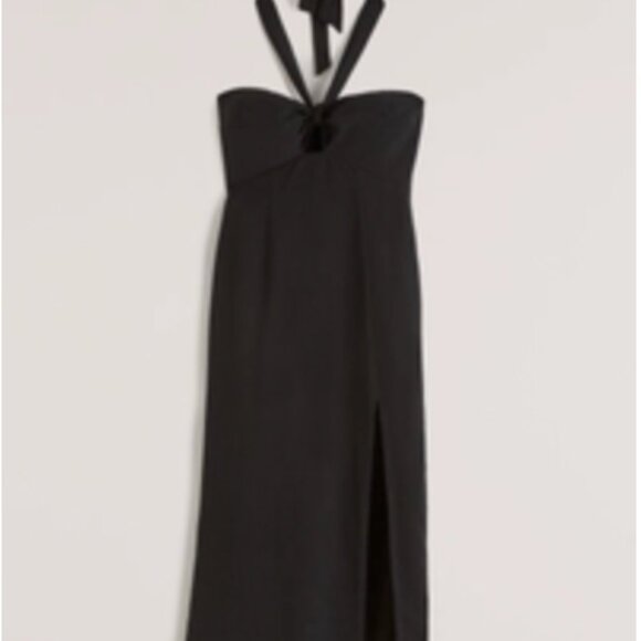 Abercrombie and Fitch Knot Front Cutout Halter Midi Dress - Picture 2 of 3